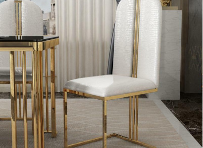 Edelstahl Stuhl Esszimmer Leder Stuhl Stühle Edelstahl Designer Gold